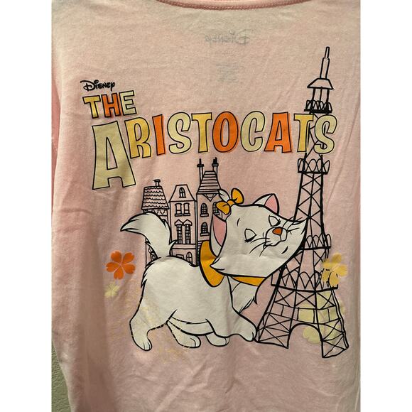 NWOT Disney Marie Cat Lady Vintage Aristocats Paris Cropped Pink Pastel Tee Sz L - Picture 5 of 5